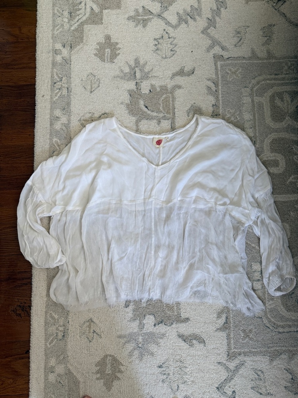 Lilka White Sheer V-Neck Blouse